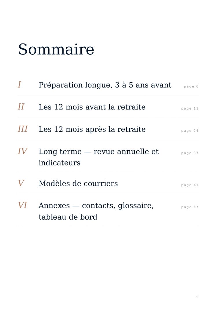Sommaire du carnet
