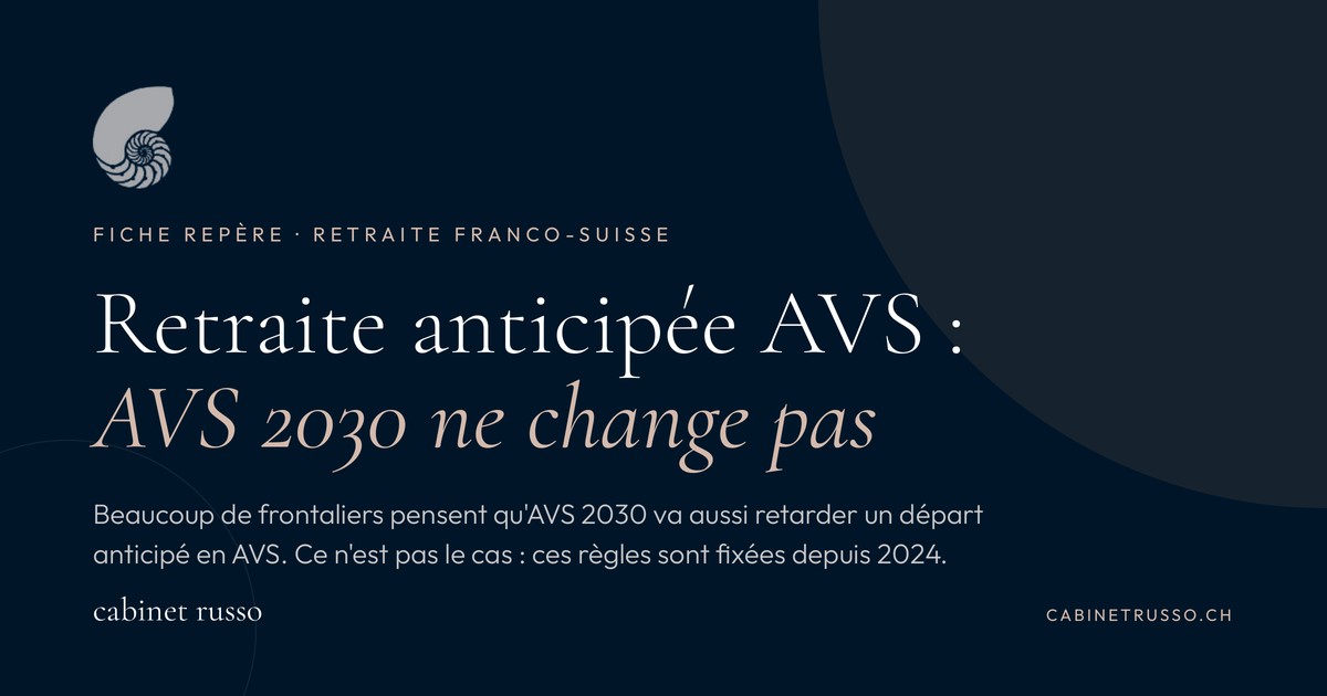Retraite anticipée AVS : ce qu'AVS 2030 ne change pas